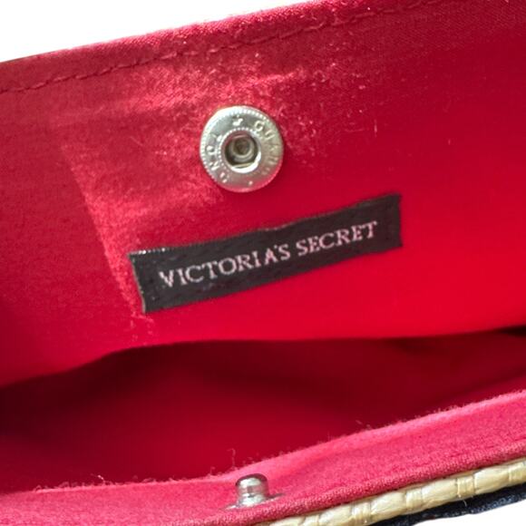 Victoria Secret Small Purse Lace Detail with Sequins Woven Straw Tan Vintage 90s - Picture 3 of 3